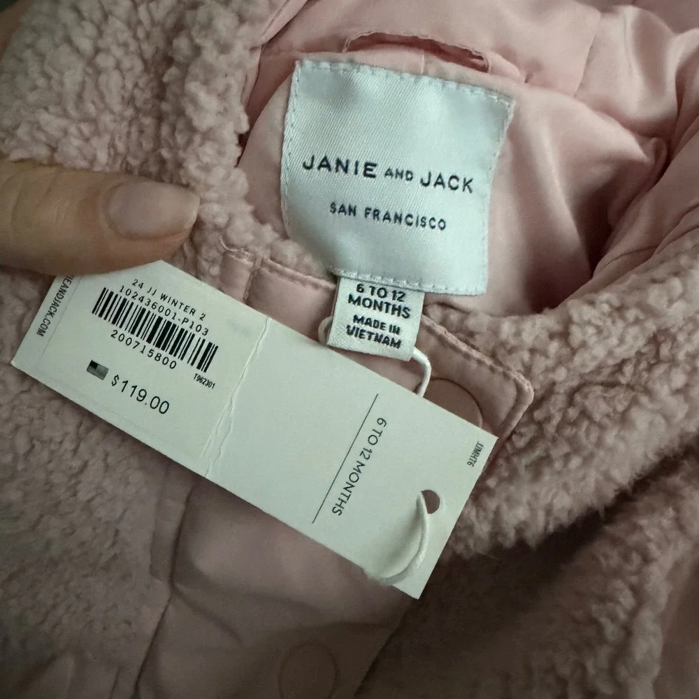 Janie‎ and Jack The Quilted Sherpa Coat in Peach Candy Size 6-12 Months NWT